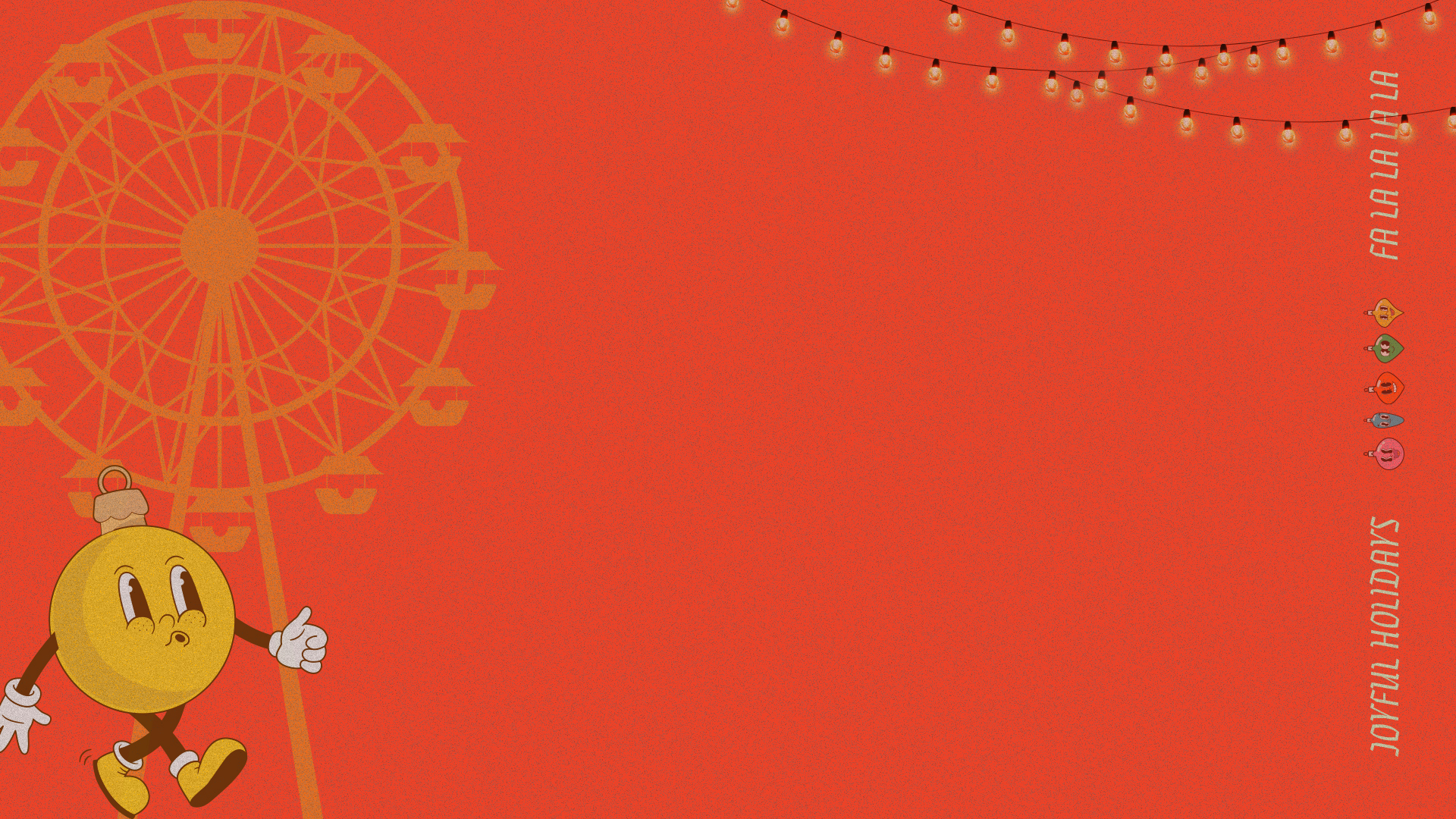 Merry and bright carnival night graphic with ornament and carnival tent. This would be used at the party graphic for your youth group Christmas celebration.